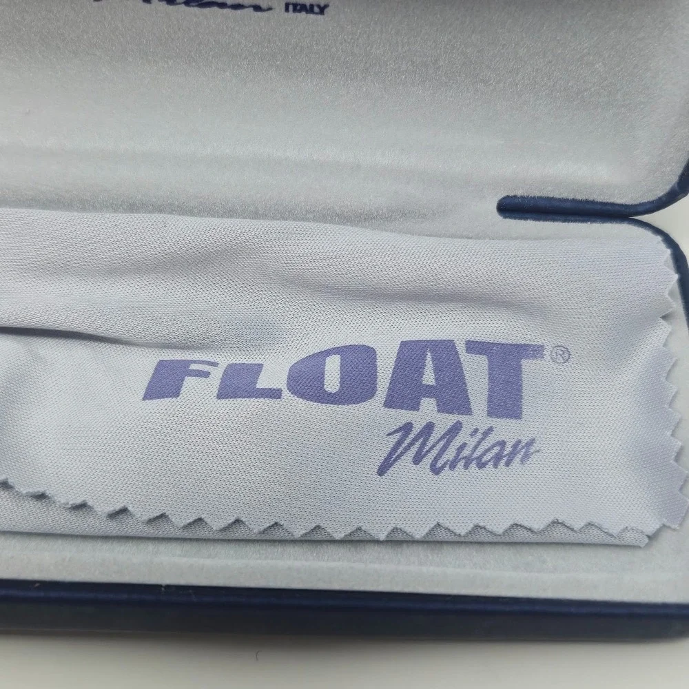FLOAT Milan Italy Navy Blue Hard Eyeglasses Case with Cleaning Cloth